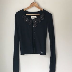 Abercrombie & Fitch Navy Flowerette Cardigan
